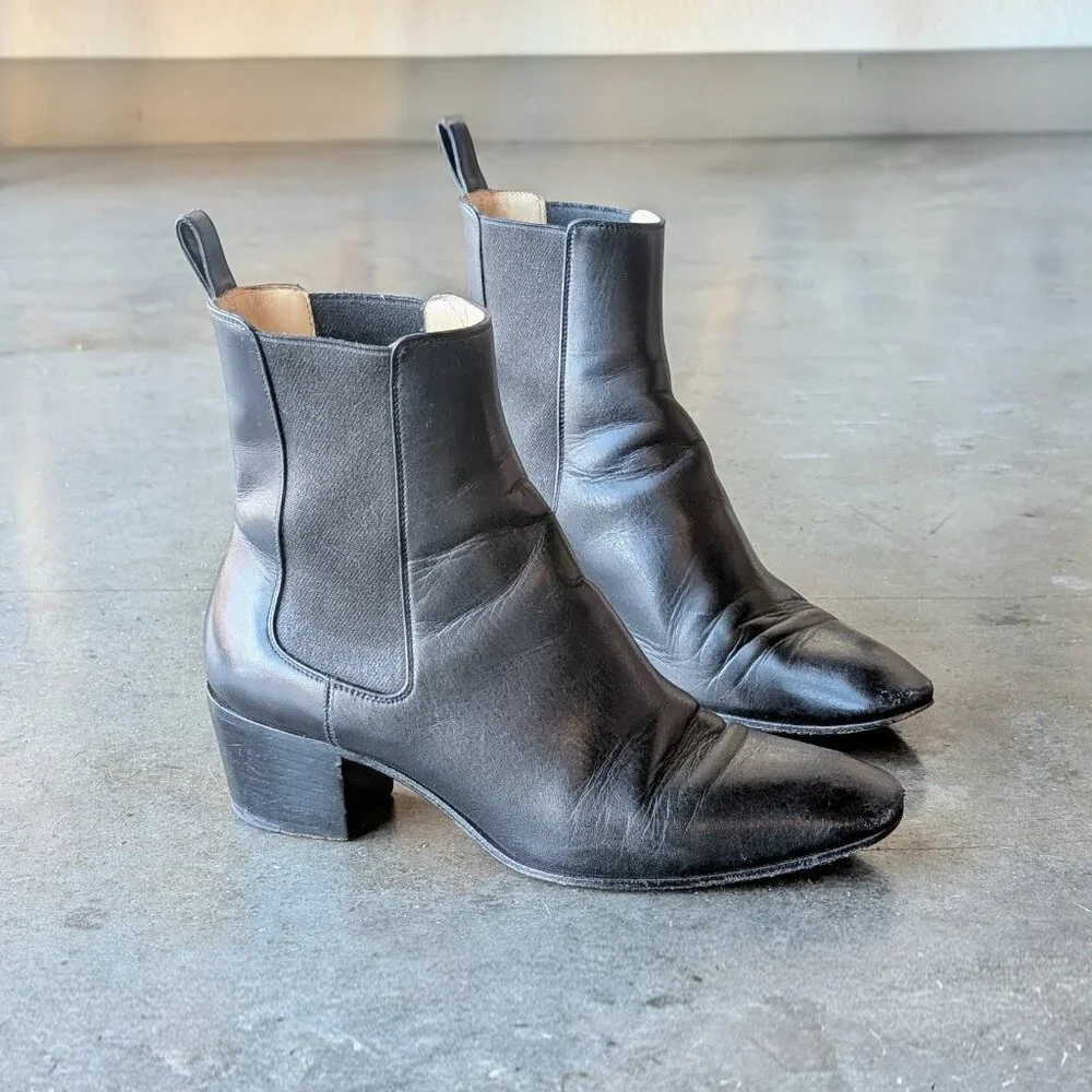 Christian Louboutin Black Leather Ankle Chelsea Boots size 36.5